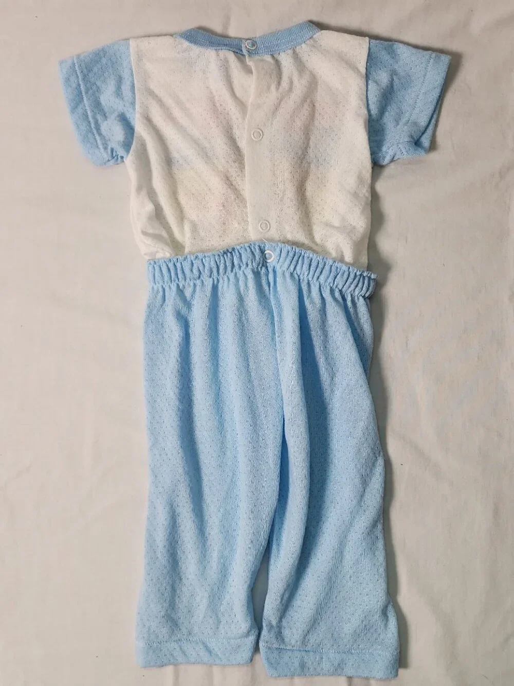GERBER 2 Piece Snap Apart Blue BABY PAJAMAS Animals Baseball USA 12 MONTHS VTG